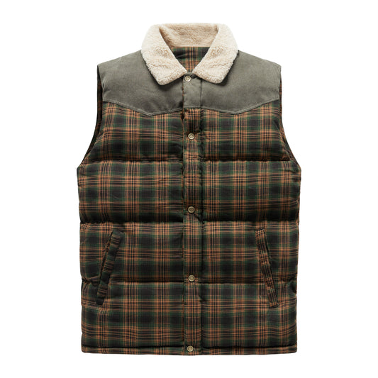 Gilet sans manches Luca Belloni | Gilet à carreaux avec col en polaire pour hommes