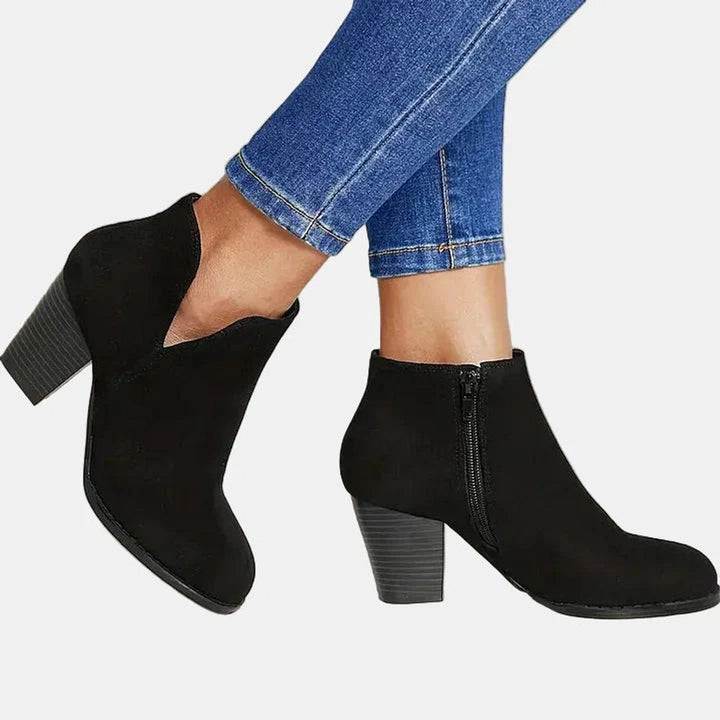 Black Ankle Boots Women with Arch Support, Stylish Orthopedic Design, Block Heel & Side Zipper for All-Day Comfort 6