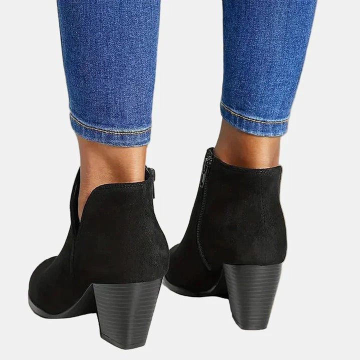 Black Ankle Boots Women with Arch Support, Stylish Orthopedic Design, Block Heel & Side Zipper for All-Day Comfort 7