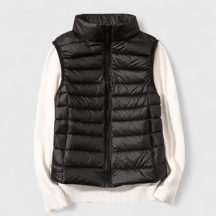 Black Puffer Vest Women - Lightweight Quilted Sleeveless Zip-Up for Layering - Versatile Long Vest for Fall and Spring 9
