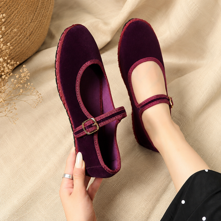 Arch Support Mary Jane Ballet Flats for Women - Round Toe with Buckle Strap