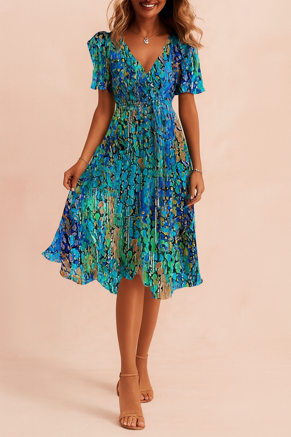 Elegant Blue Midi Dress for Women - Timeless Style for Any Occasion 0