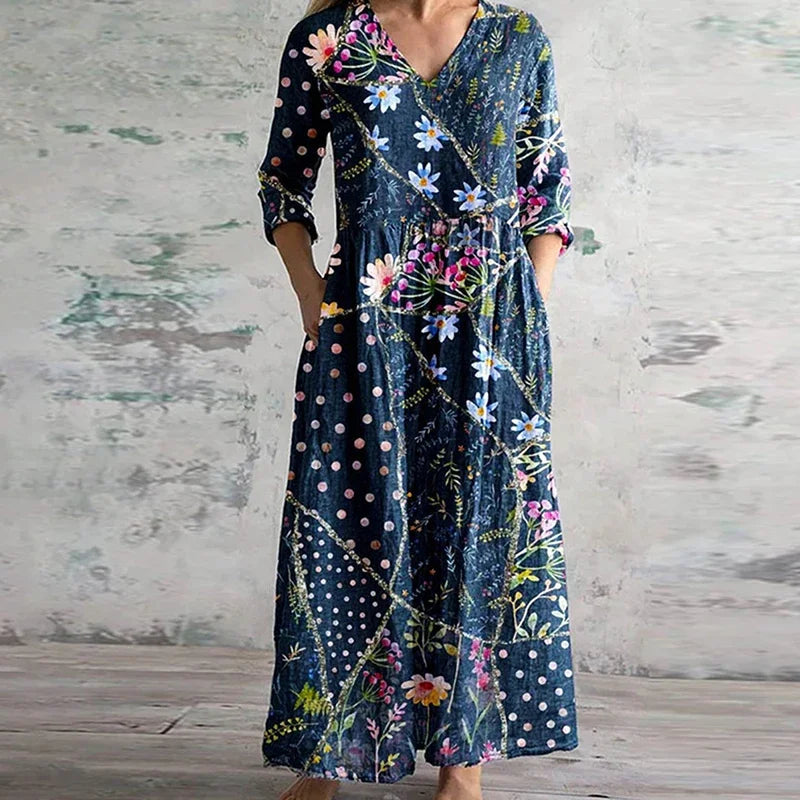 Elegant Retro Maxi Dress for Women - Vintage-Inspired Summer Style 1