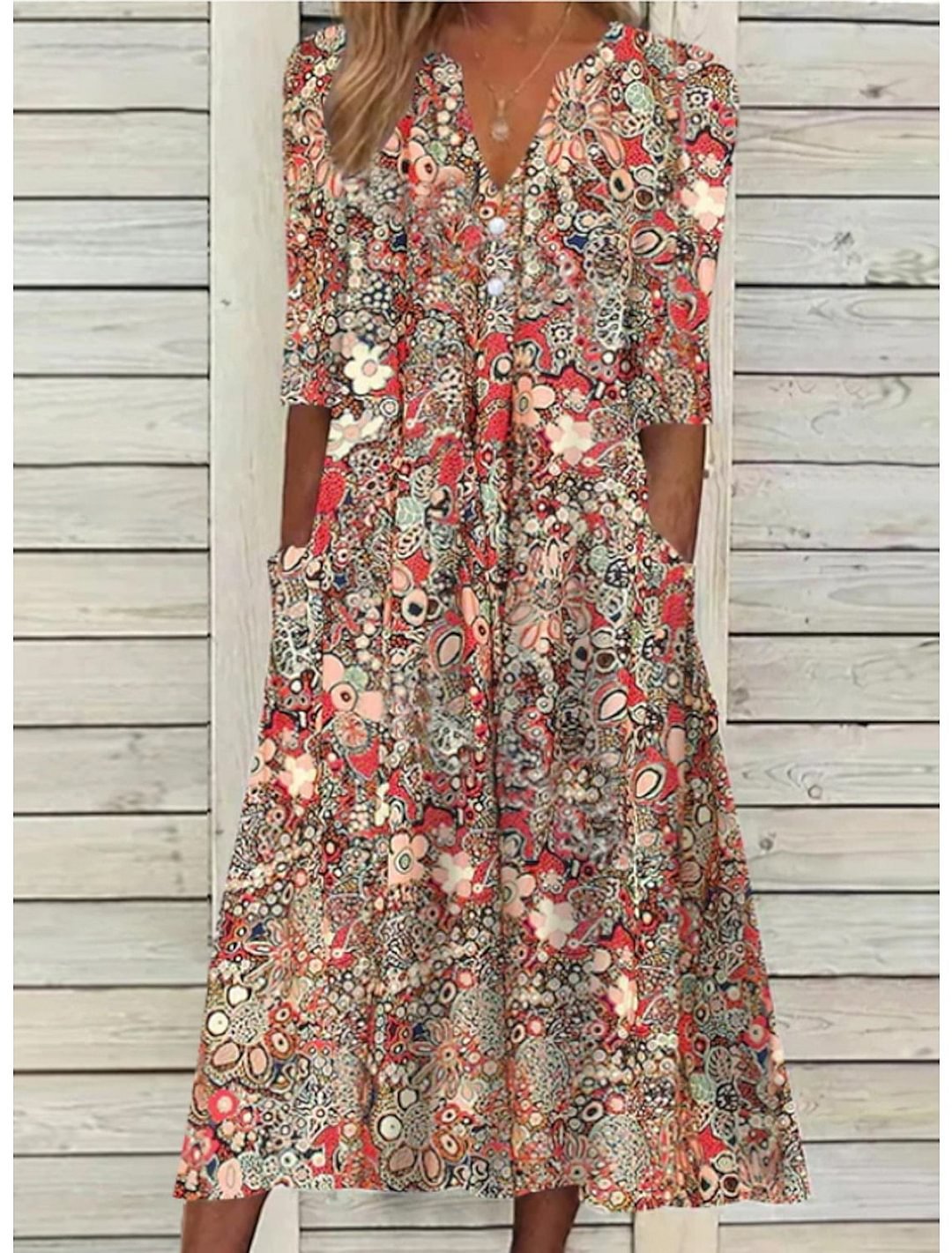 Elegant Summer Dress for Women - Flattering V-Neck Maxi Dress 0