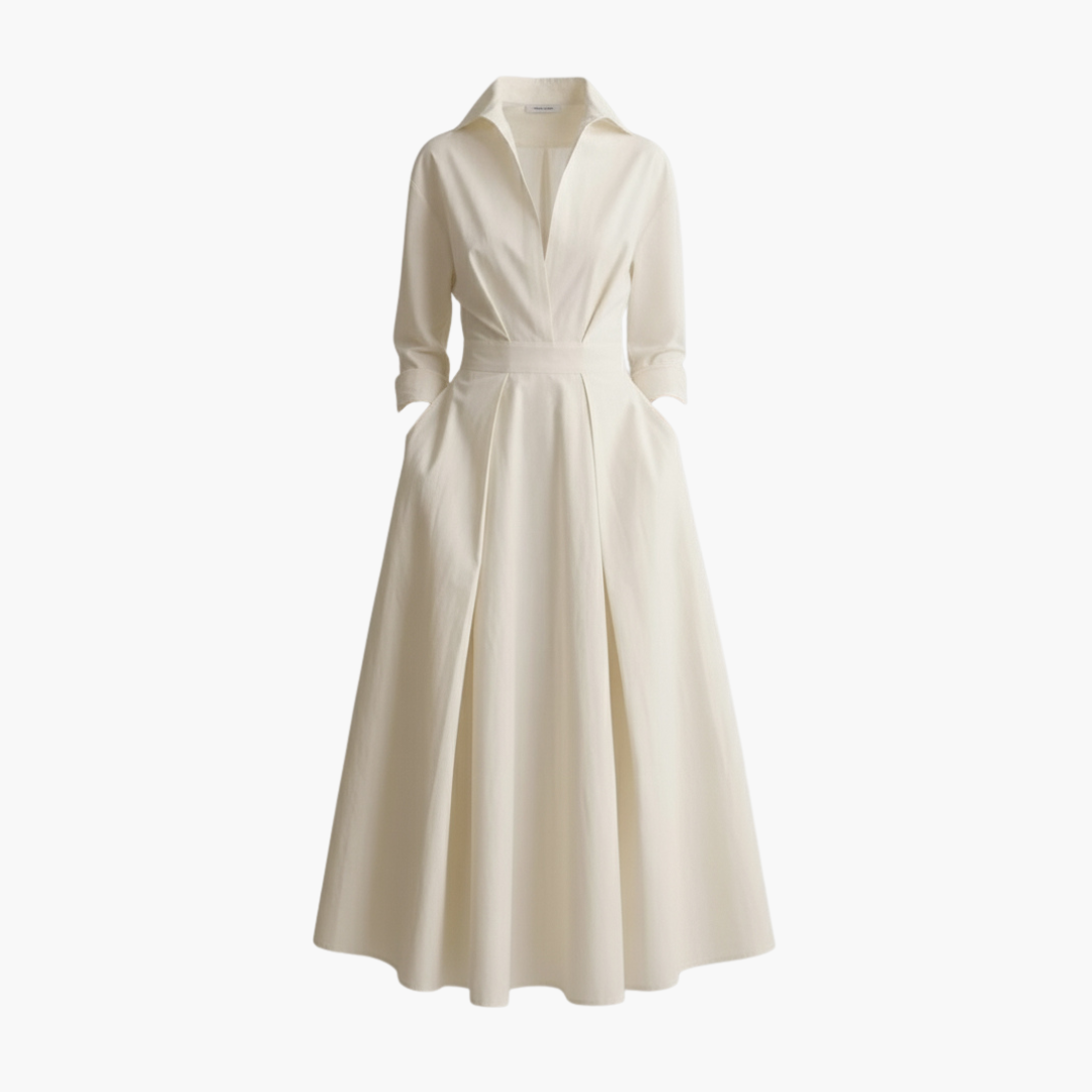 Elegant Women's Maxi Dress with Button Front and Defined Waist for Summer Outings 1