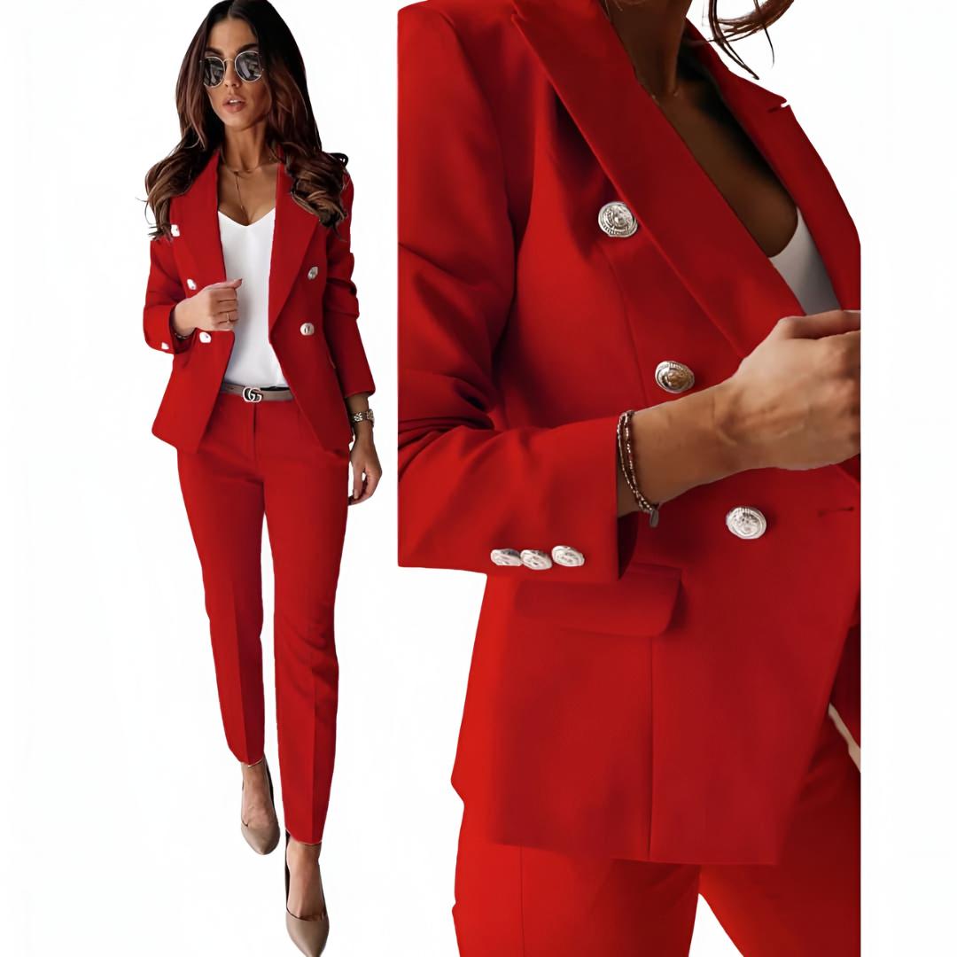 Elegant Women's Suit Set - Tailored Blazer and Straight Pants for Professional Style - Chic Pant Suits for Women 10