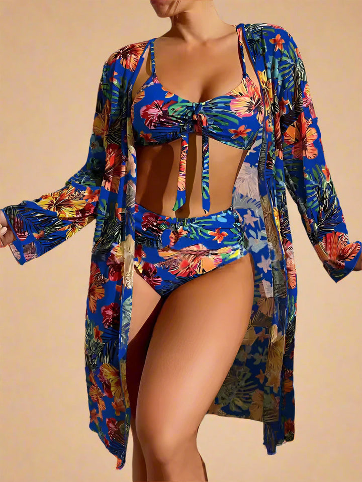 Floral High Waisted Bikini Set for Women - Vibrant Tropical High Cut Bikini Bottoms for Summer Beachwear 9