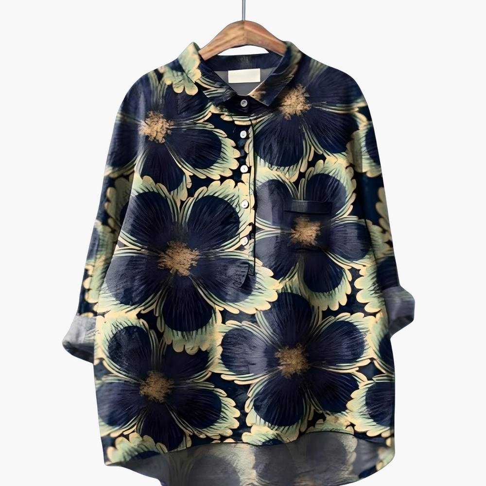Floral Print Long Sleeve Blouse - Lightweight Summer Tops for Women, Stylish Casual Wear 1