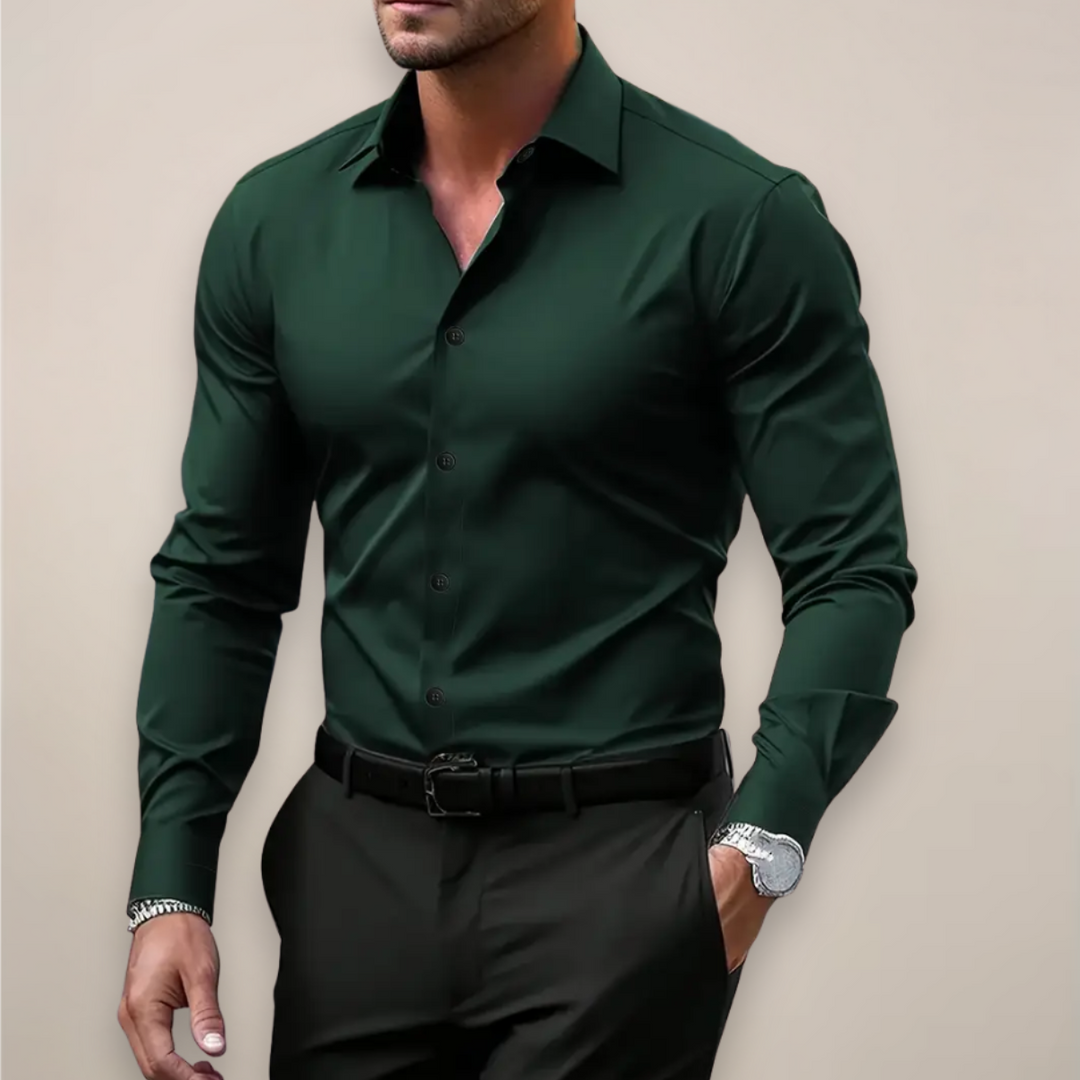 Men's Dress Shirt - Classic Notched Collar Long Sleeve for Smart Casual Style 2