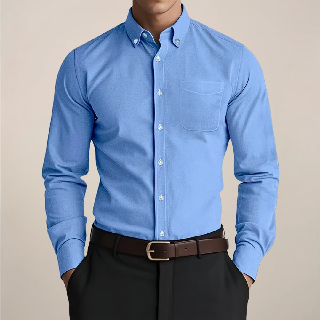 Men's Dress Shirt - Long Sleeve Button-Up for Work and Casual Wear, Versatile Classic Style 2