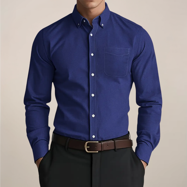Men's Dress Shirt - Long Sleeve Button-Up for Work and Casual Wear, Versatile Classic Style 3