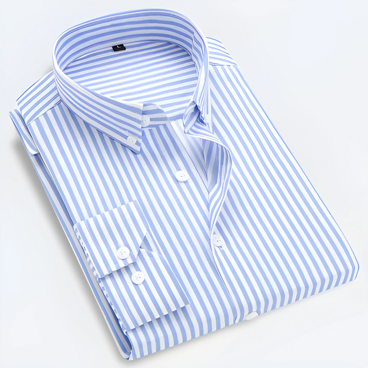 Men's Dress Shirt - Stylish Striped Long Sleeve Button-Up for Smart Casual and Versatile Wear 3