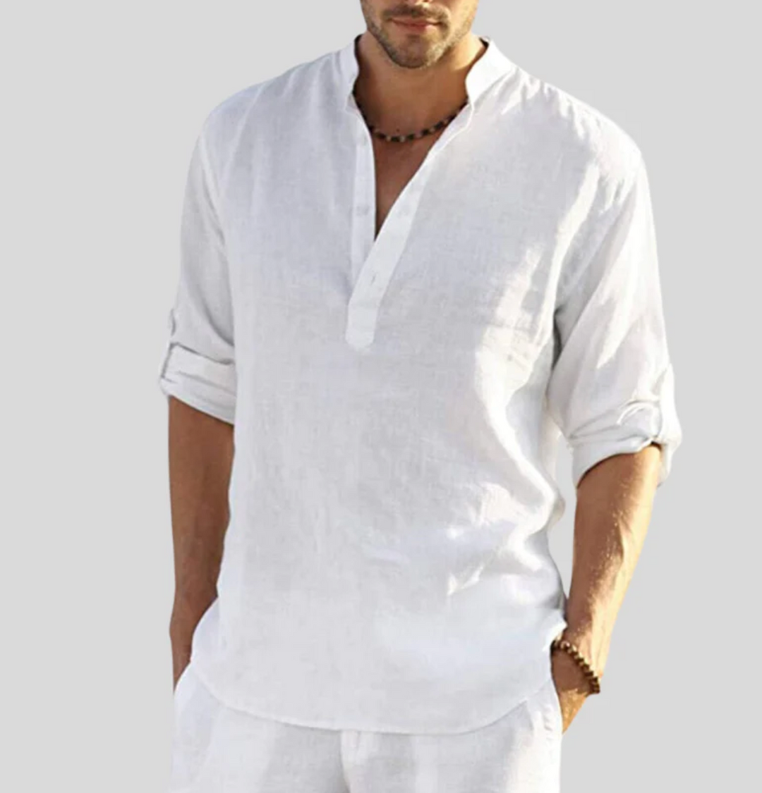 Men's Elegant V Neck Shirt - Stylish Casual & Office Wear, Versatile Fashion Top for Any Occasion 0