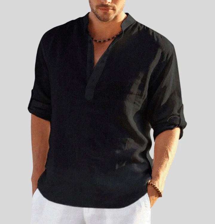 Men's Elegant V Neck Shirt - Stylish Casual & Office Wear, Versatile Fashion Top for Any Occasion 3