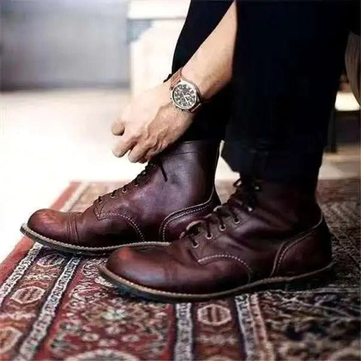 Men's Orthopedic Lace-Up Cap-Toe Ankle Boots with Arch Support 2