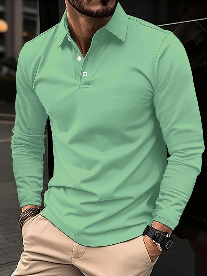 Men's Slim Fit Long Sleeve Polo Shirt - Stylish Casual Wear for Every Occasion 1
