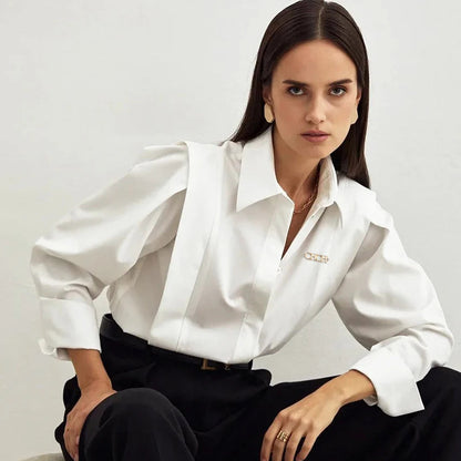 CZAJCZA | Elegancka bluzka ze stójką