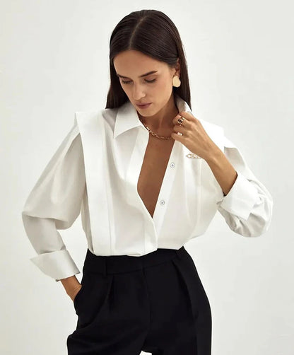 CZAJCZA | Elegancka bluzka ze stójką