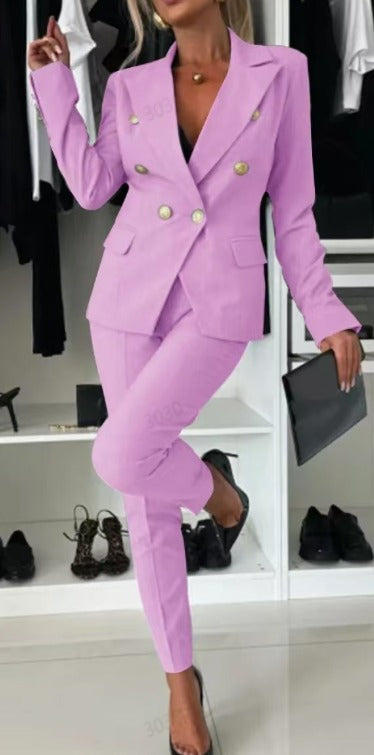 Elegant Women's Suit Set - Tailored Blazer and Straight Pants for Professional Style - Chic Pant Suits for Women