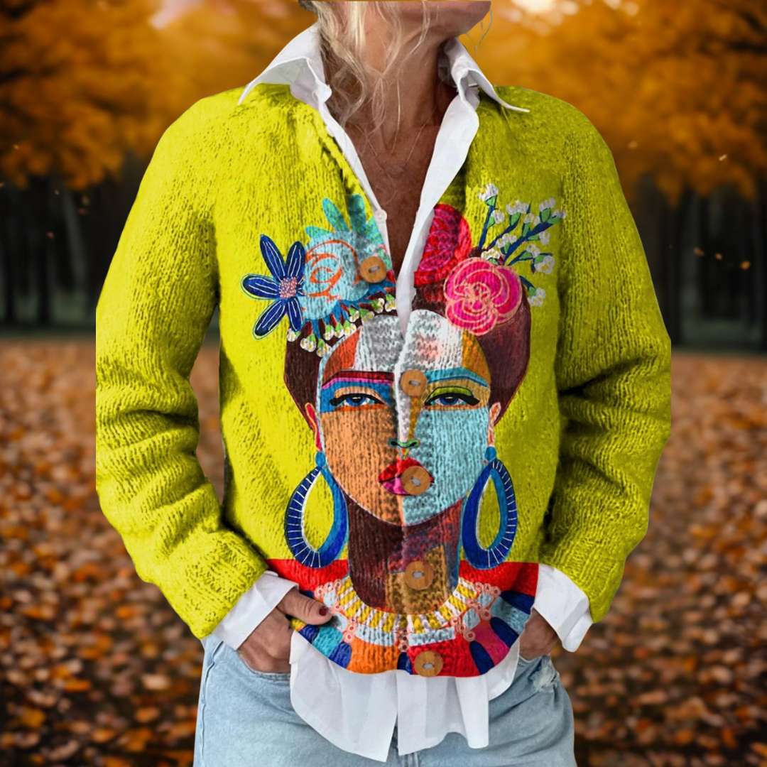 Women's Art Printed Cardigan Sweater for Autumn - Lightweight Long Cardigan for Layering 0