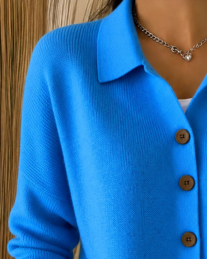 Women's Black Cardigan Sweater with Button-Up Collar for Effortless Layering and Versatile Style 1