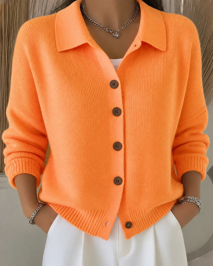 Women's Black Cardigan Sweater with Button-Up Collar for Effortless Layering and Versatile Style 4