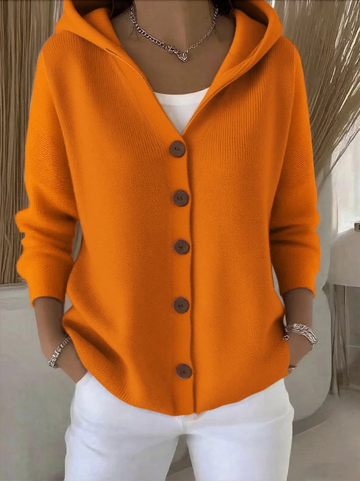 Women's Black Cardigan Sweater with Hood - Relaxed Fit Button-Front Knit Cardigan for Casual Layering 5