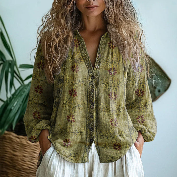 Women's Blouse Long Sleeve V-Neck Boho Cardigan Summer Tops for Women, Relaxed Fit Fashion Top 2