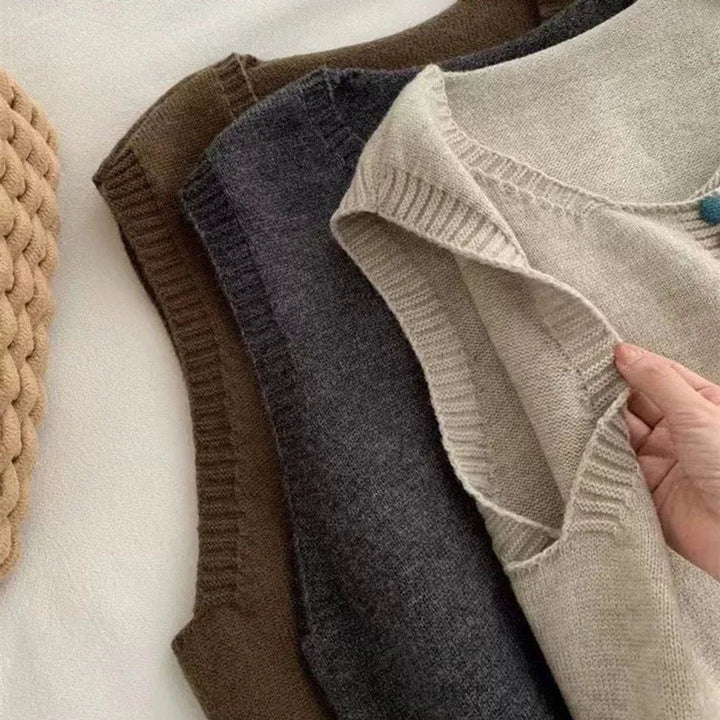 Women's Colorful Button Sleeveless Knit Sweater Vest for Layering 7