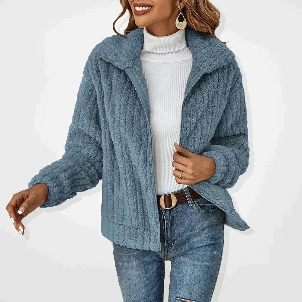Women's Cozy Sherpa Cardigan Jacket with Zip-Up Closure for Cold Weather 1