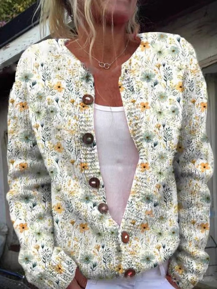 Women's Floral Embroidered Cardigan Sweater - Relaxed Fit Button-Front Long Cardigan for Versatile Layering 1