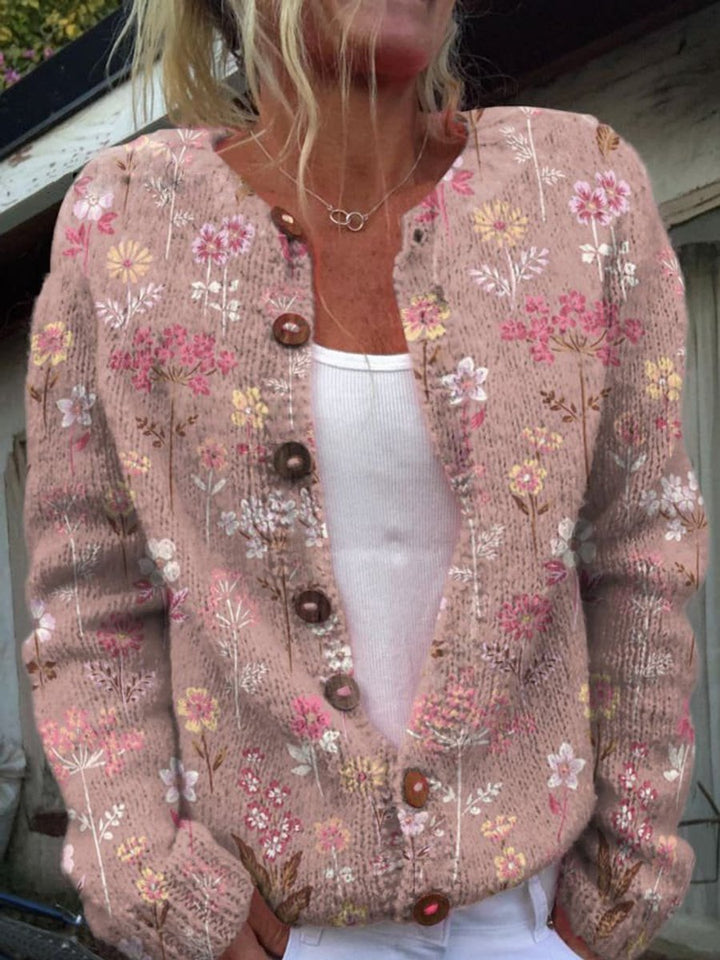 Women's Floral Embroidered Cardigan Sweater - Relaxed Fit Button-Front Long Cardigan for Versatile Layering 2