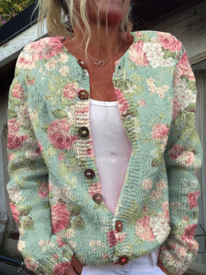 Women's Floral Embroidered Cardigan Sweater - Relaxed Fit Button-Front Long Cardigan for Versatile Layering 5