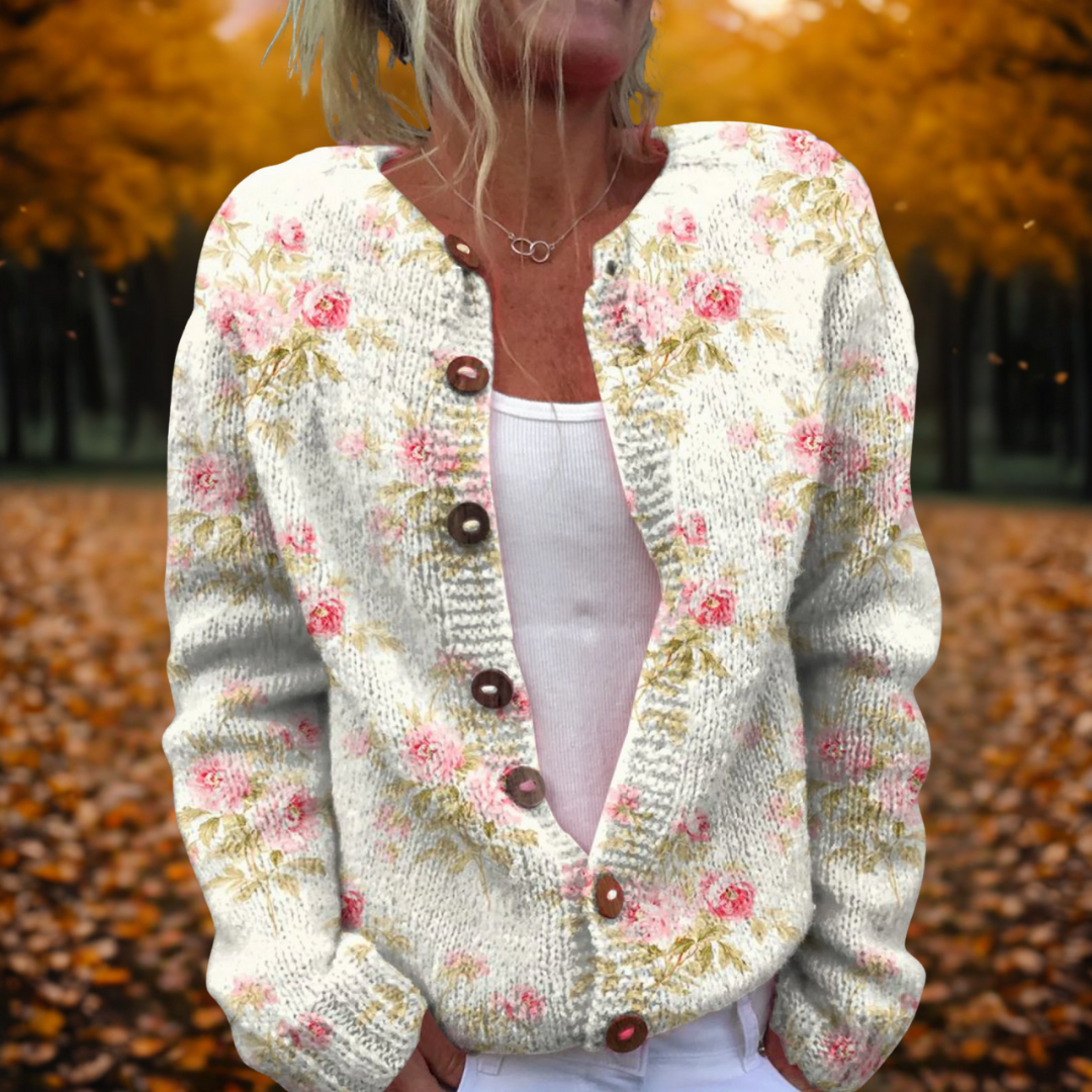 Women's Floral Print Cardigan Sweater for Autumn – Lightweight Layering Piece for Casual or Office Wear 0