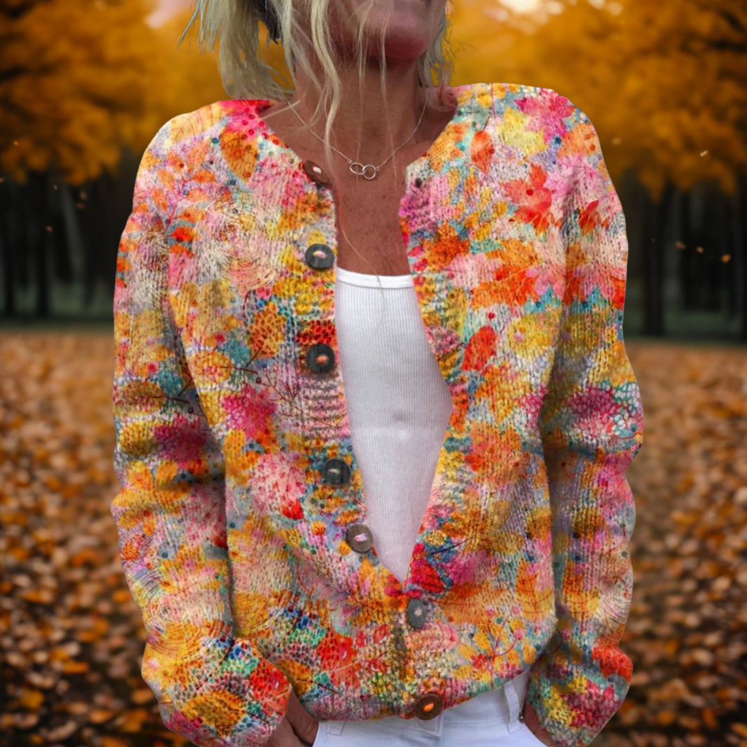 Women's Floral Print Cardigan Sweater for Fall - Lightweight Layering Style 0