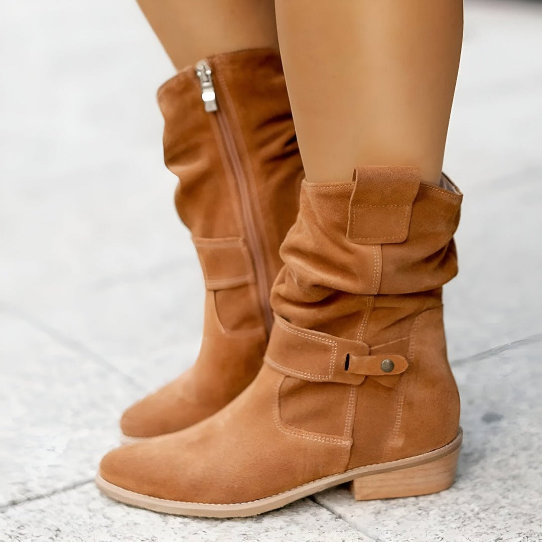 Women's Knee High Boots with Orthopedic Arch Support and Block Heel, Slouchy Mid-Calf Design for Comfort and Style 2