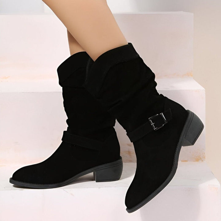 Women's Knee High Boots with Orthopedic Arch Support and Block Heel, Slouchy Mid-Calf Design for Comfort and Style 3