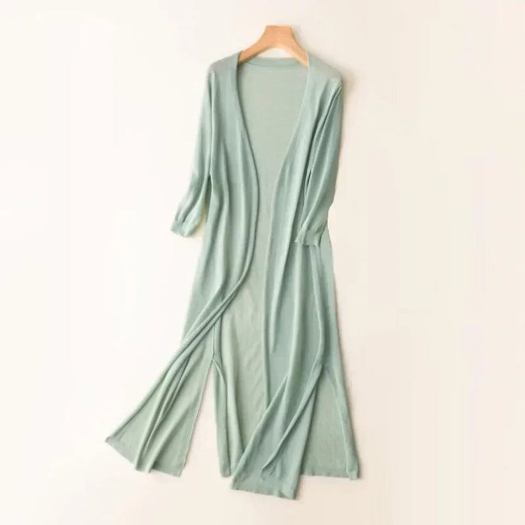 Women's Long Black Cardigan Sweater - Lightweight Open-Front Layering Piece for Effortless Style 4
