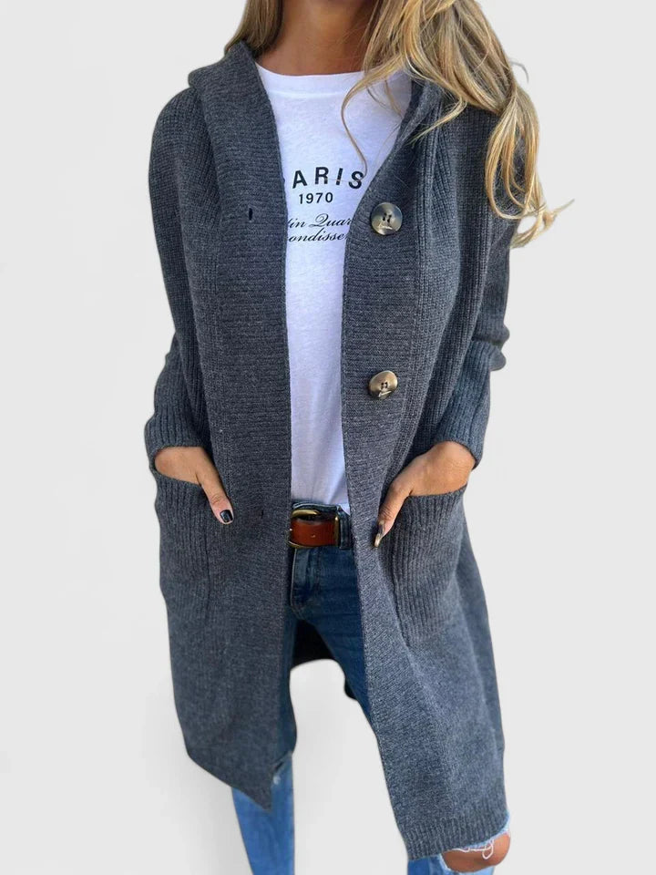 Women's Long Cardigan Sweater - Cozy Black Cardigan with Classic Button Design and Pockets for Effortless Style 1
