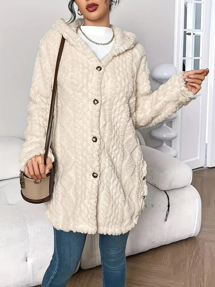 Women's Long Cardigan Sweater, Plush Hooded Button-Front Layering Cardigan for Cozy Comfort and Style 8