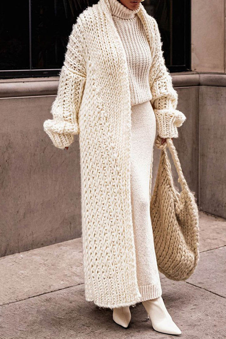 Women's Long Chunky Knit Cardigan Sweater, Oversized Open Front Cozy Layering for Fall & Winter 0