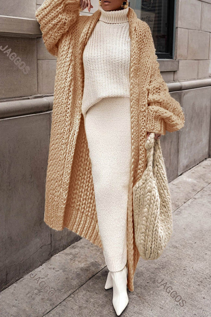 Women's Long Chunky Knit Cardigan Sweater, Oversized Open Front Cozy Layering for Fall & Winter 5