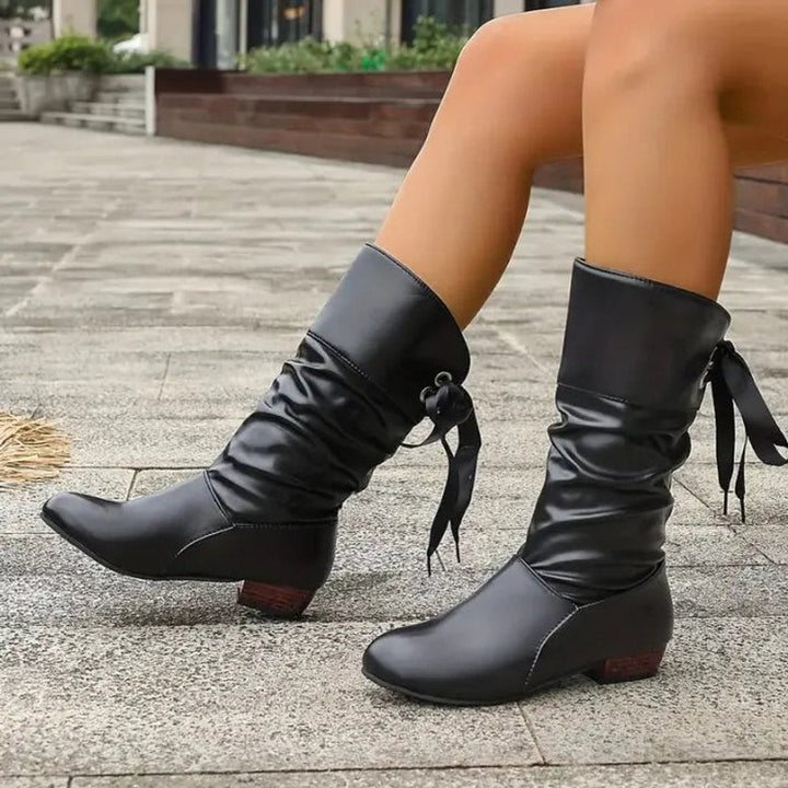 Women's Mid-Calf Orthopedic Lace-Up Ankle Boots with Arch Support and Block Heel 3