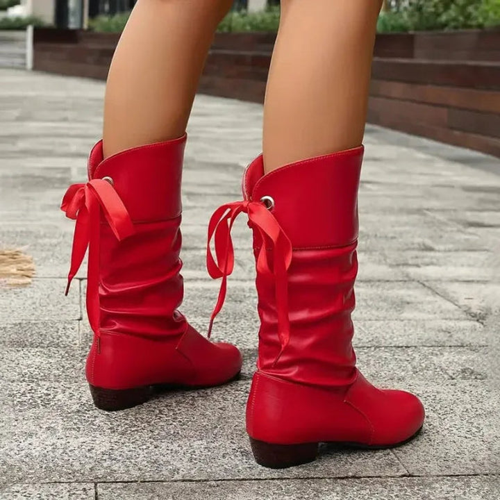 Women's Mid-Calf Orthopedic Lace-Up Ankle Boots with Arch Support and Block Heel 7