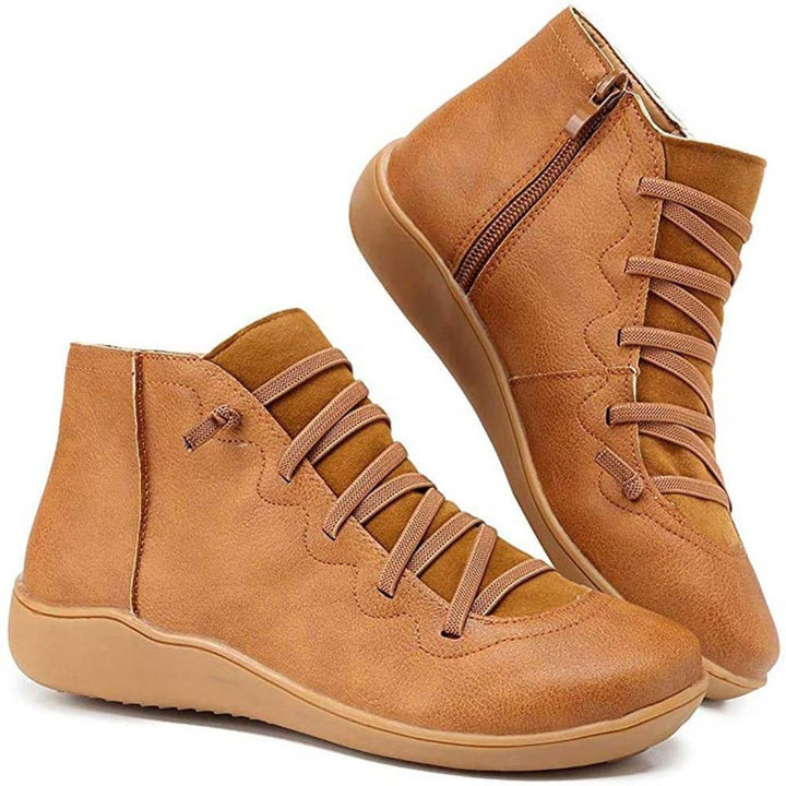 Women's Orthopedic Ankle Boots with Arch Support Lace-Up and Side Zipper 0