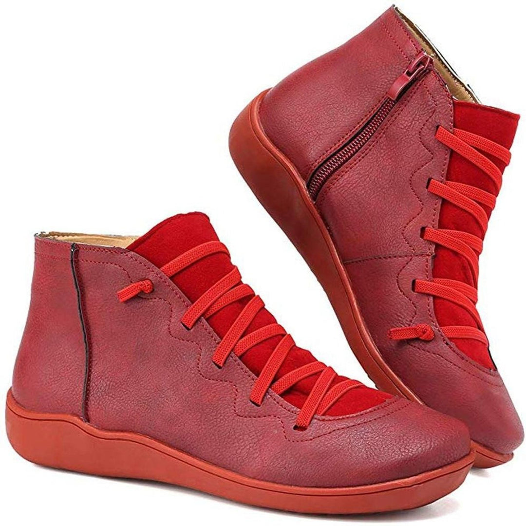 Women's Orthopedic Ankle Boots with Arch Support Lace-Up and Side Zipper 1