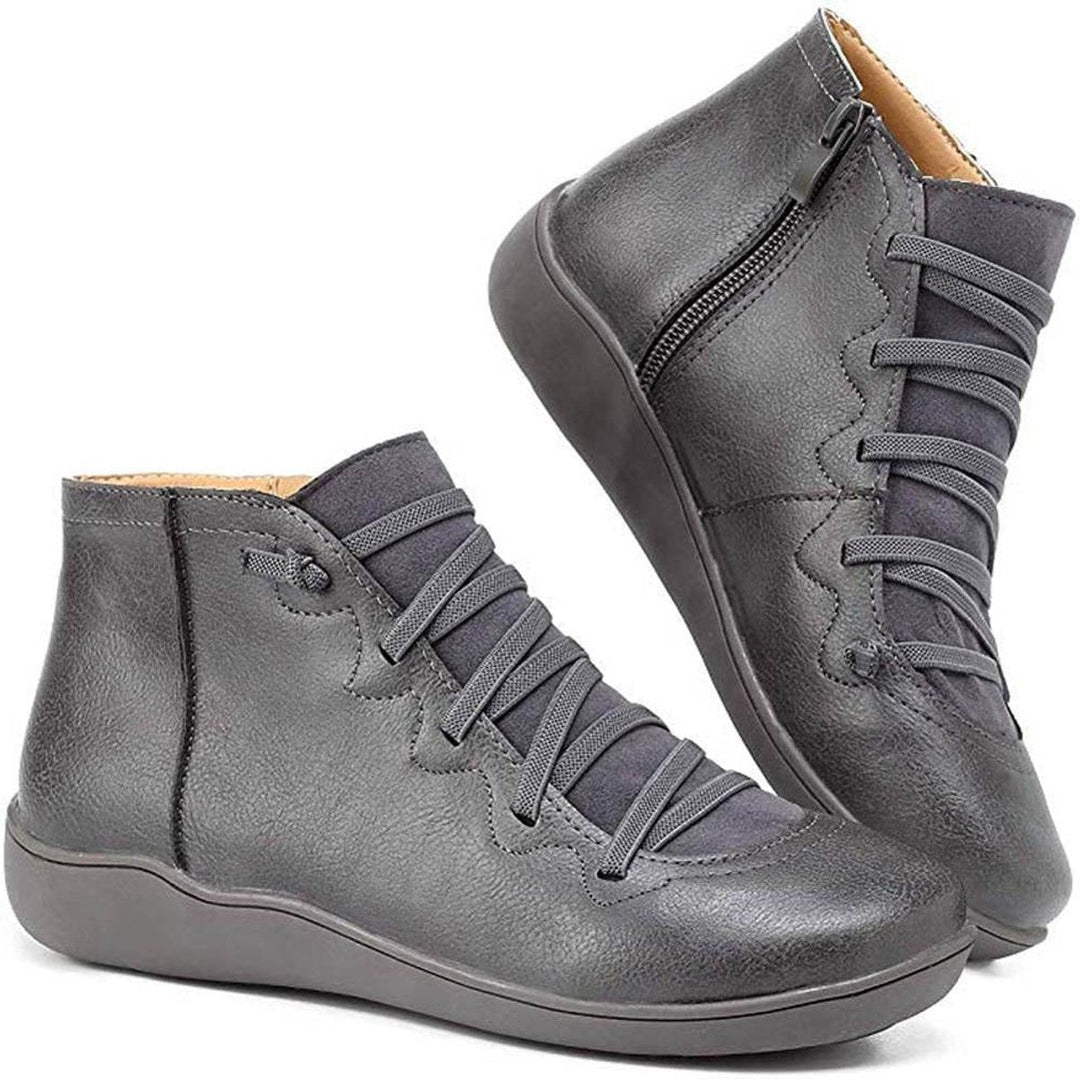 Women's Orthopedic Ankle Boots with Arch Support Lace-Up and Side Zipper 3