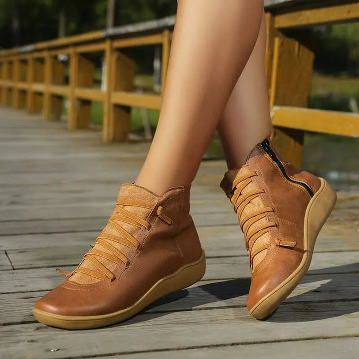 Women's Orthopedic Ankle Boots with Arch Support Lace-Up and Side Zipper 7
