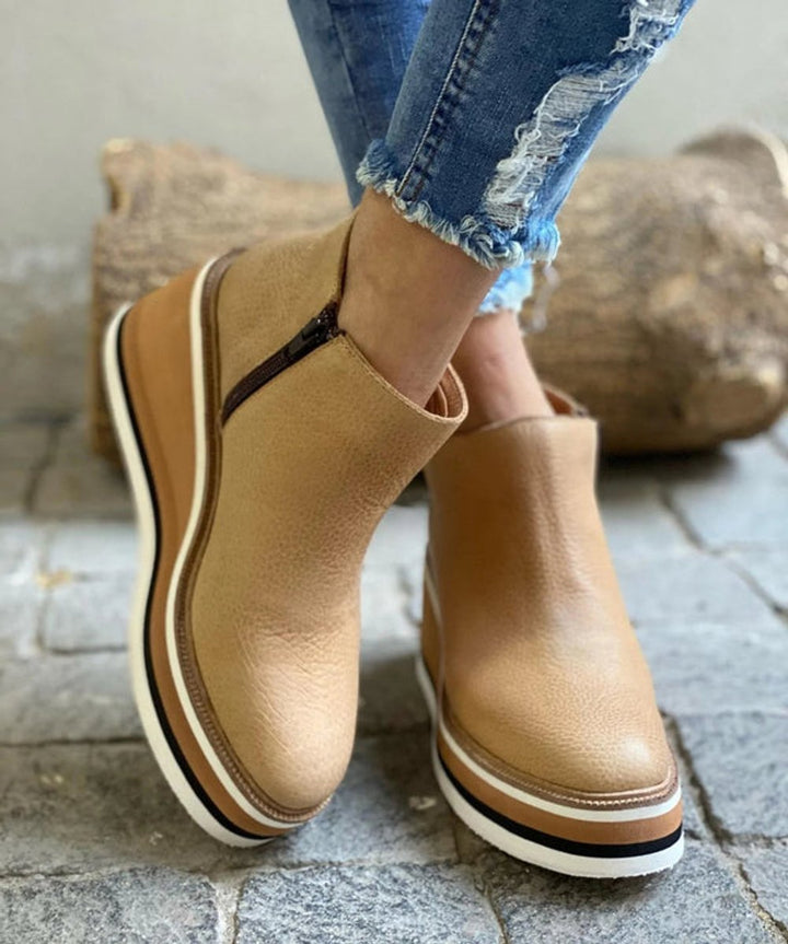 Women's Orthopedic Arch Support Wedge Platform Ankle Boots with Side Zip 4