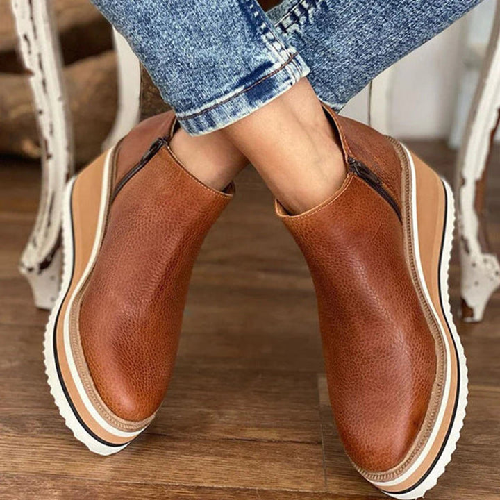 Women's Orthopedic Arch Support Wedge Platform Ankle Boots with Side Zip 5
